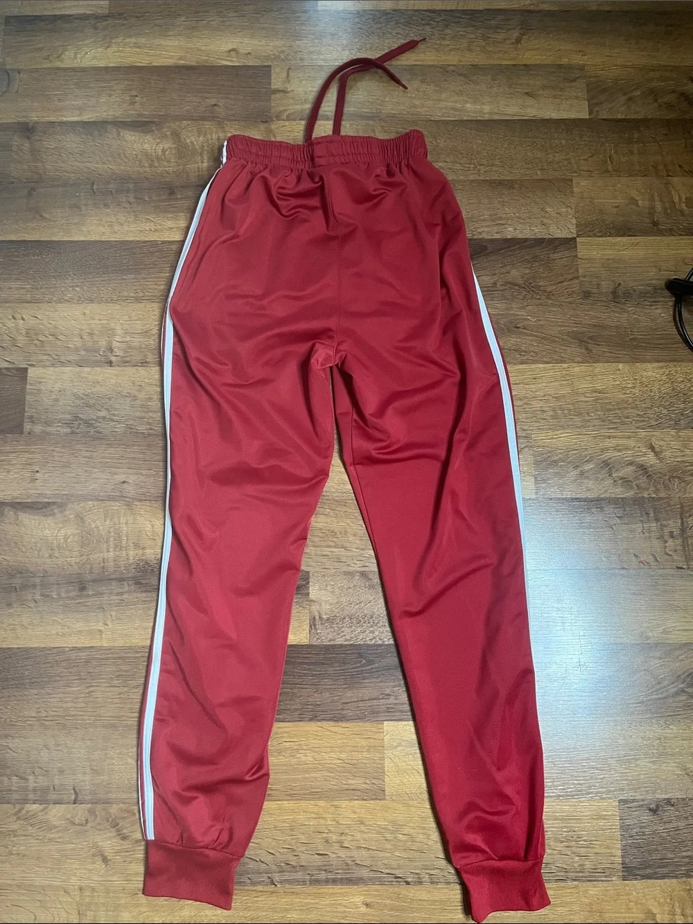 adidas Red Jogger Track Pants with White Three Stripes